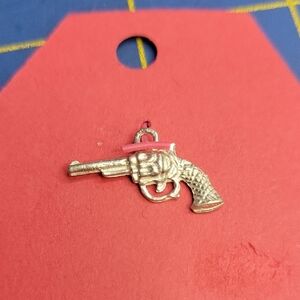 Silver Tone Gun Pistol Western Cowboy Revolver Charm